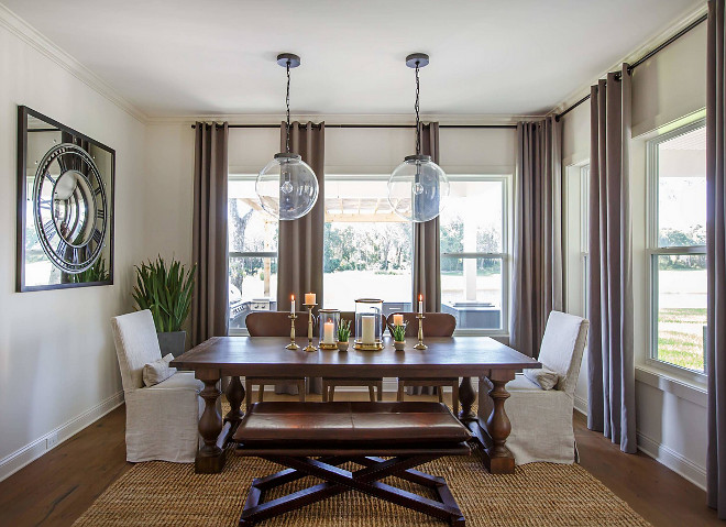 Breakfast Room. Elegant Breakfast Room features two Glass Globe Pendant Light Fixtures. #Breakfastroom #GlassGlobePendantLightFixture breakfast-room Cottage Home Company