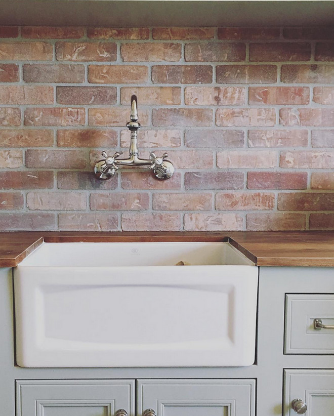 Brick Backsplash. The brick is McNear Brick and the color is Dorado. Brick backsplash. #brickbacksplash #brick #backsplash brick-backsplash Home Bunch's Beautiful Homes of Instagram ourfarmhousefit