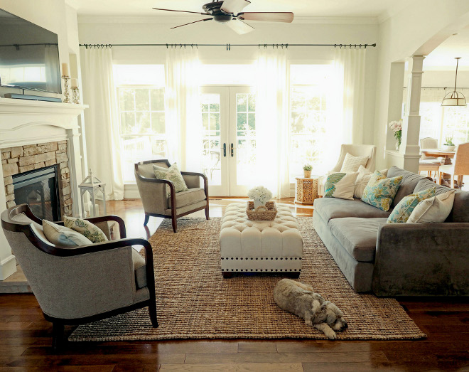 Living room windows and doors. This particular view is incredibly difficult to photograph with the south facing windows and doors. I chose French doors, windows and transoms to create this wall of glass. We used 2x6 construction for additional strength on this wall and once again Pella Windows and Doors. #windows #doors #livingroom Home Bunch Beautiful Homes of Instagram wowilovethat