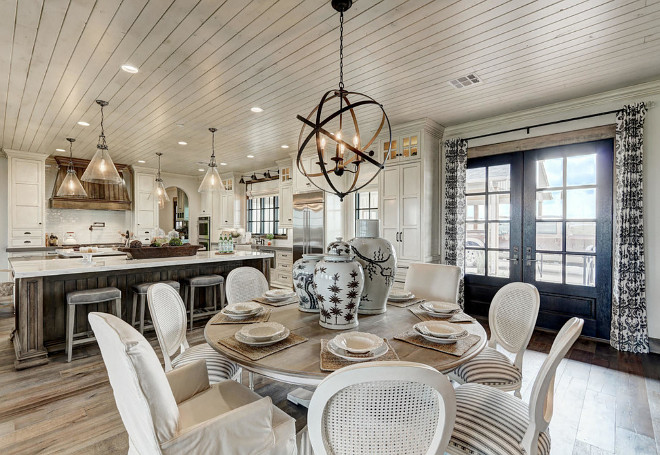 Farmhouse kitchen and breakfast nook. Farmhouse kitchen and breakfast nook. Dining set is from Ethan Allen. farmhouse-kitchen-and-breakfast-nook #Farmhousekitchen #Breakfastnook Alicia Zupan