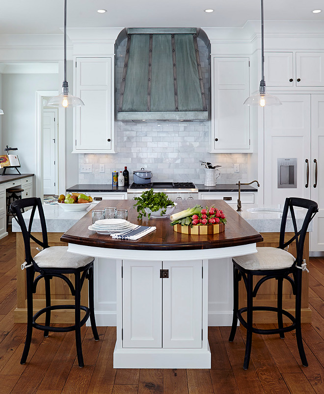 Kitchen Lighting and Backsplash. Kitchen Lighting and Backsplash. Kitchen Lighting and Backsplash. Backsplash is cararra marble tile. Lighting is Restoration Hardware Glass Dome Filament Pendant. #Kitchen #Lighting #Backsplash kitchen-lighting-and-backsplash Hendel Homes