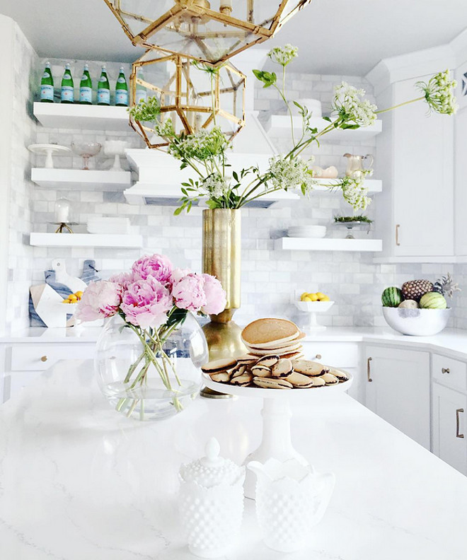 Kitchen. Pink Peonies on kitchen island #kitchen #kitchenisland #PinkPeonies kitchen-pink-peonies Home Bunch's Beautiful Homes of Instagram janscarpino