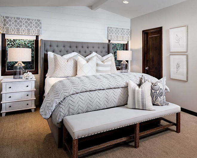 Neutral bedroom with shiplap accent wall. Neutral bedroom with shiplap accent wall Ideas #Neutral #bedroom #shiplapaccentwall neutral-bedroom-with-shiplap-accent-wall Tracy Lynn Studio Design via Instagram.