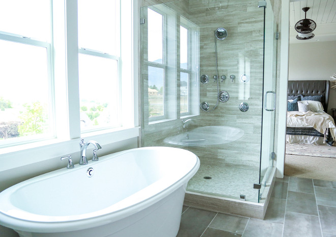 Bathtub and glass shower layout. Millhaven Homes