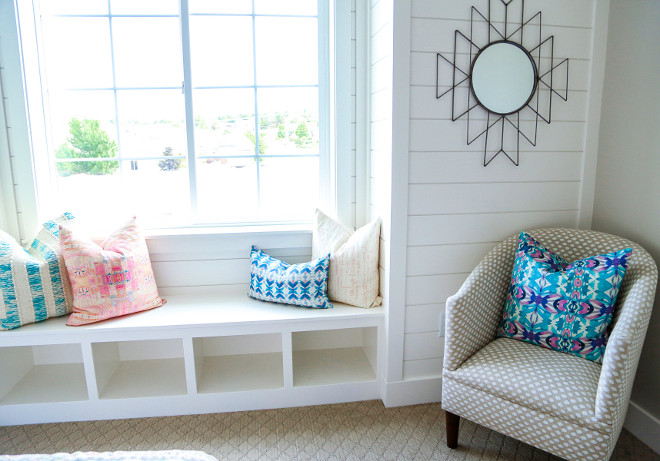 Window seat with cubbies. Cute idea for bedroom window-seat with cubbies. #windowseat #windowseatcubbies Millhaven Homes