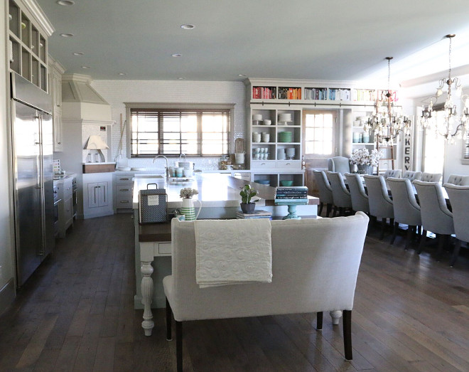 Kitchen with desk and bench at the end of island. kitchen-counter-bench Home Bunch's Beautiful Homes of Instagram @artfulhomestead