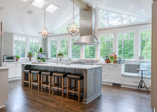 Kitchen remodel. These clients purchased a home with the idea of a complete renovation. They loved the size of the house, and it was in the perfect neighborhood for their family. The renovation took a little over six months, but was well worth the wait. With the renovation, these clients changed things up quite a bit. The dining room is now where the kitchen was, and where the kitchen is used to be a screened porch. Walls were demolished, and new spaces were created. The changes totally transformed the home from dark and closed in, to a free flowing floor plan with lots of natural light. #kitchenremodel #kitchen #remodel Outrageous Interiors