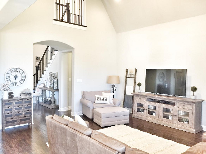 Living room furniture. Chair: Bassett Furniture Alex chair and a half with the Alex storage ottoman in Stone. Credenza: Bassett Furniture Emporium 92" in Compass Northern Grey. living-room-furniture Beautiful Homes of Instagram ceshome6