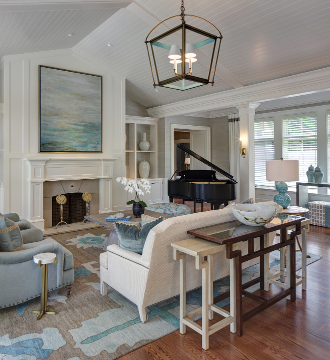 Benjamin Moore 2051-40 Majestic Blue. The custom ceiling light is from Urban Electric Co. in antique brass with Benjamin Moore Majestic Blue. inset Living room Lighting. Benjamin Moore 2051-40 Majestic Blue #BenjaminMooreMajesticBlue living-room-lighting W Design