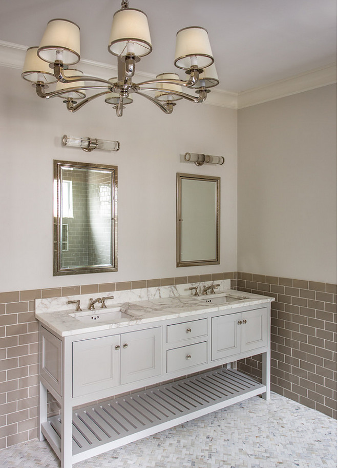 Benjamin Moore Pale Oak OC-20. Benjamin Moore Pale Oak OC-20 Soft Gray Paint Color. This bathroom features a light gray cabinet painted in Benjamin Moore Pale Oak OC-20. Benjamin Moore Pale Oak OC-20 #BenjaminMoorePaleOakOC20 #PaleGray #Paintcolor #BenjaminMoorePaleOak #BenjaminMooreOC20 #BenjaminMooreGrayPaintcolor #BenjaminMoorepaintcolor Main Street Kitchens at Botellos