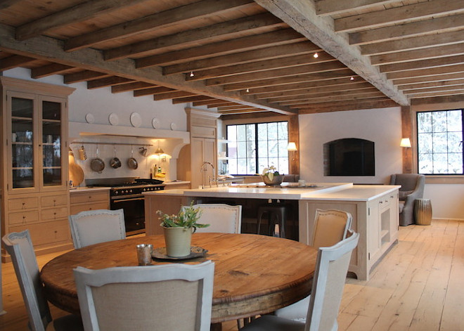 European Kitchen. European Kitchen Design. European Kitchen Reclaimed wood floors, reclaimed wood ceiling beams. European Kitchen. European Kitchen #EuropeanKitchen Mark P. Finlay Architects, AIA