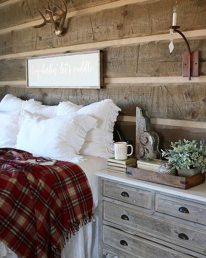 Rustic Bedroom. Rustic Bedroom Ideas. Rustic Bedroom Furniture. Rustic Bedroom Bedding. Rustic Bedroom Plaid. Rustic Bedroom #RusticBedroom #RusticBedroomPlaid #Plaid #RusticBedroomFurniture Home Bunch's Beautiful Homes of Instagram @birdie_farm