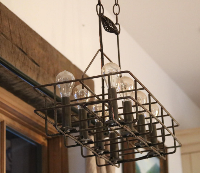 Rustic Industrial Lighting. Rustic Linear Lighting. A linear industrial light fixture from Shades of Light, is located above the farmhouse sink. Rustic Industrial Lighting. Rustic Linear Light fixture #RusticIndustrialLighting #RusticLinearLighting #RusticLinearLightFixture Home Bunch's Beautiful Homes of Instagram @birdie_farm