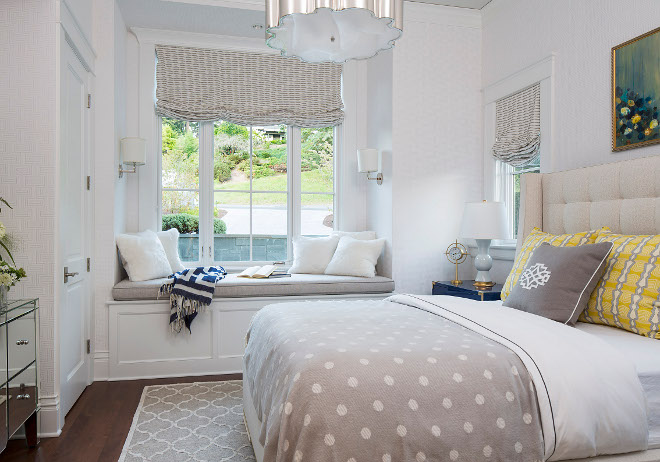 Bedroom with window seat. Bedroom with window seat and wallpaper. Bedroom with window seat. Bedroom with window seat. #Bedroomwindowseat #Bedroom #windowseat Martha O'Hara Interiors