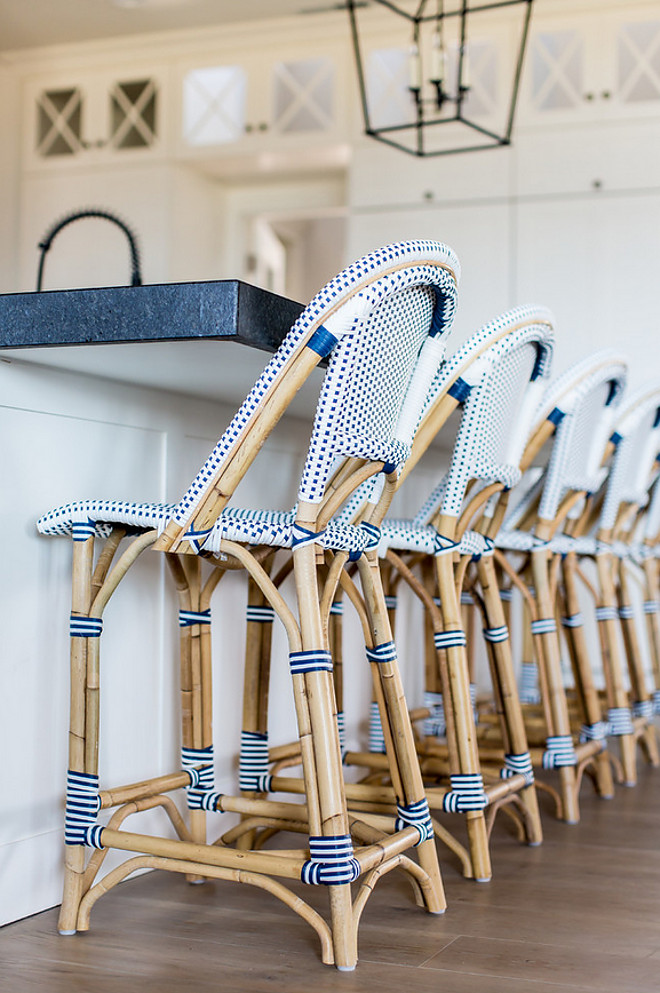Blue and white bistro barstools. Blue and white bistro barstools are from Serena and Lily. Blue and white bistro barstools #Blueandwhitebistrobarstools #Blueandwhitebarstools #bistrobarstools Timberidge Custom Homes