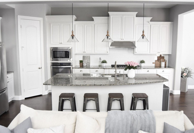 Grey and White Kitchen. Grey and White Kitchen. Grey and White Kitchen Paint Colo. Grey and White Kitchen Ideas #GreyandWhiteKitchen Pillow Thought