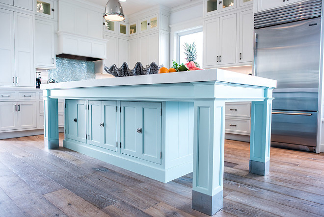 Custom Kitchen with Turquoise Cabinets - Home Bunch Interior Design Ideas