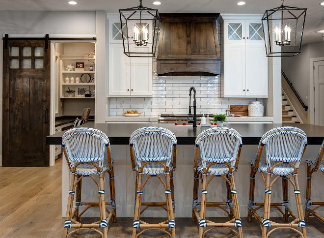 Kitchen with barn door. Kitchen features barn door to pantry. Kitchen with barn door ideas. #Kitchenwithbarndoor #Kitchenbarndoor #Kitchen #barndoor Timberidge Custom Homes