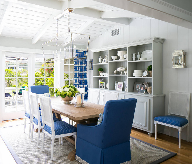 Light gray dining room. Light gray dining room with blue and white decor. Dining room. Light gray dining room. #Lightgray #diningroom AGK Design Studio. Ryan Garvin Photography.