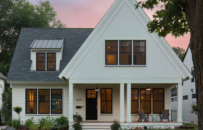 Modern White Farmhouse Exterior with Black Steel Windows. Small Modern White Farmhouse Exterior with Black Steel Windows. #ModernWhiteFarmhouseExterior #ModernFarmhouseExterior #WhiteFarmhouseExterior #BlackSteelWindows Keller Architecture.