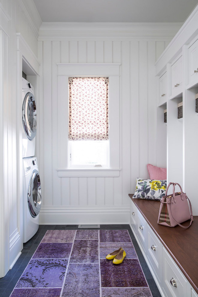 Mudroom Laundry room beadboard paneling Mudroom Laundry room beadboard paneling and slate floor tile. #Mudroom #Laundryroom #beadboardpaneling #slatefloortile