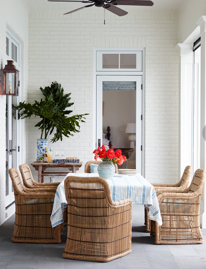 Benjamin Moore OC-18 Dove Wing.The painted brick exterior paint color is "Benjamin Moore OC-18 Dove Wing" #BenjaminMooreOC18DoveWing Andrew Howard Interior Design