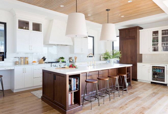 Oversized Drum Light Fixtures. Kitchen features a pair of Oversized Drum Light Fixtures. #OversizedDrumLightFixtures Denton Developments. Amy Bartlam Photography