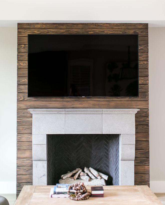 Stained shiplap. Stained shiplap fireplace #Stainedshiplap #Stainedshiplapfireplace #fireplace Patterson Custom Homes