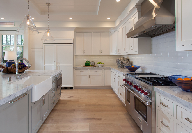 Thick Countertop. Kitchen features 3-inch thick countertop edge. Thick Countertop. Countertop is Carrera marble with a 3-inch edge. #ThickCountertop Brandon Architects, Inc.