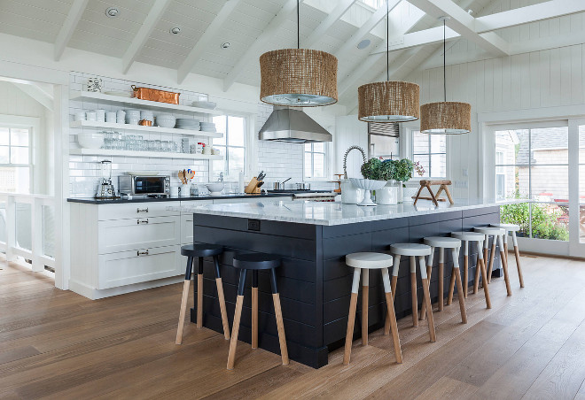 White kitchen with blue island. Clean-lined white kitchen with blue navy kitchen island. White kitchen with blue island. Clean-lined white kitchen with blue navy kitchen island. #Whitekitchenwithblueisland #Whitekitchen #blueisland #Cleanlinedkitchen #bluenavykitchenisland #navykitchenisland Krueger Architects