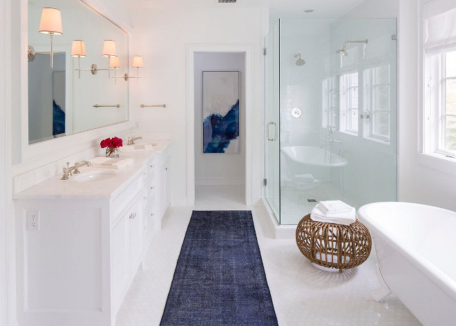 Benjamin Moore Chantilly Lace. Benjamin Moore Chantilly Lace. White bathroom paint color Benjamin Moore Chantilly Lace. Walls and cabinets are painted in Benjamin Moore Chantilly Lace #BenjaminMooreChantillyLace Martha O'Hara Interiors. John Kraemer & Sons