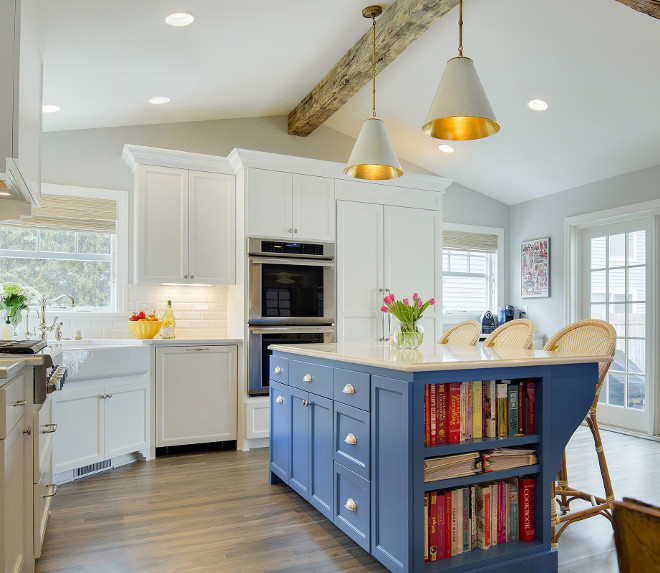 Blue Kitchen Island Paint Color. White kitchen with blue island paint color. Blue Kitchen Island Paint Color Ideas #BlueKitchenIslandPaintColor #BlueIslandPaintColor Revision LLC