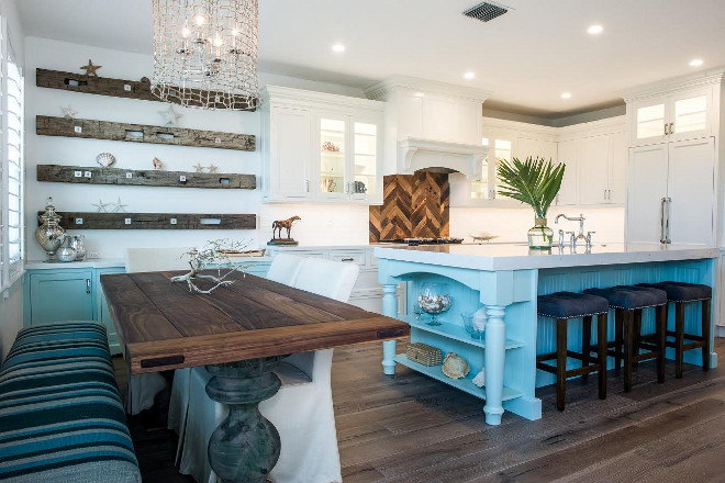 Coastal Kitchen Nook. Coastal Kitchen nook painted in Benjamin Moore Super White. Benjamin Moore Super White #BenjaminMooreSuperWhite #Coastal #kitchennook #paintcolor Waterview Kitchens