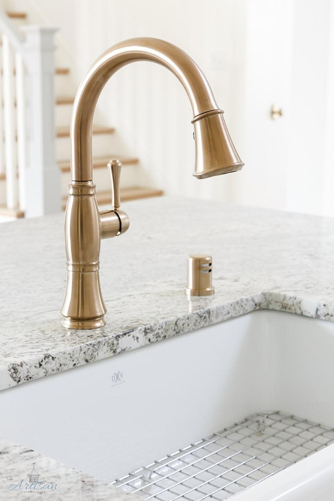 Delta Brass Kitchen Faucet. Delta Brass Kitchen Faucet #Delta #BrassKitchenFaucet Built by Artisan Signature Homes. Interior Design by Gretchen Black from Greyhouse Design.