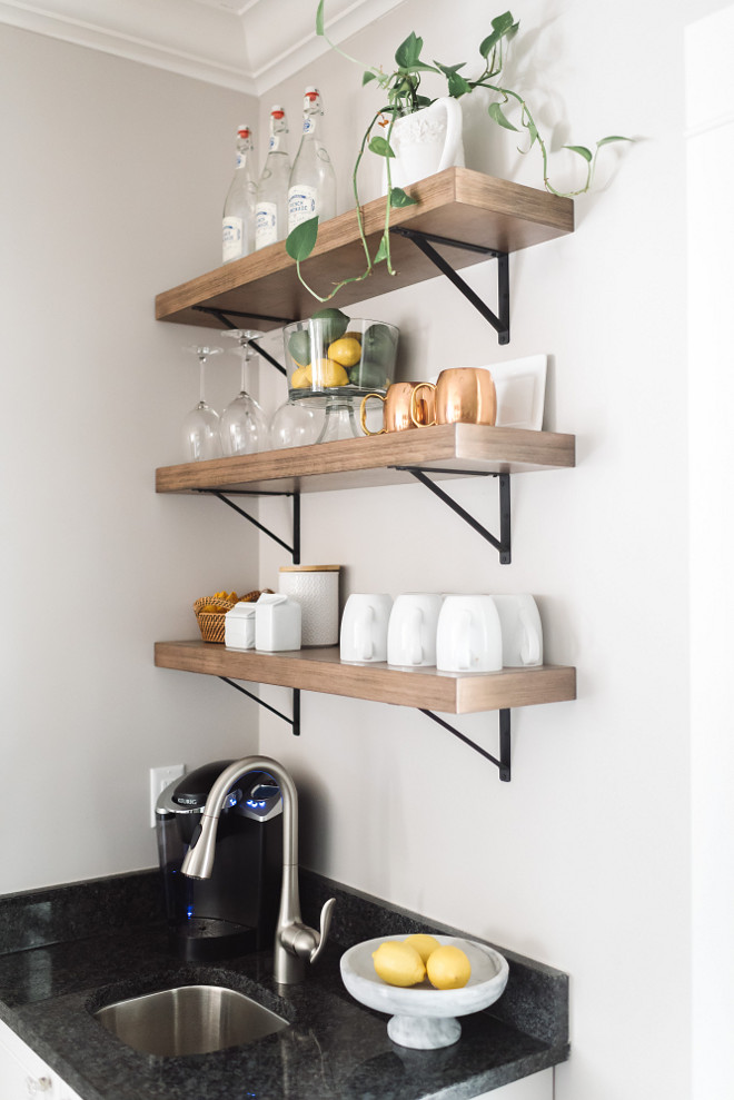 Farmhouse pantry. Open shelves farmhouse pantry. Open shelves farmhouse pantry ideas. Open shelves farmhouse pantry Wood shelves - Lowe's #Openshelves #farmhousepantry Beautiful Homes of Instagram @thegraycottage