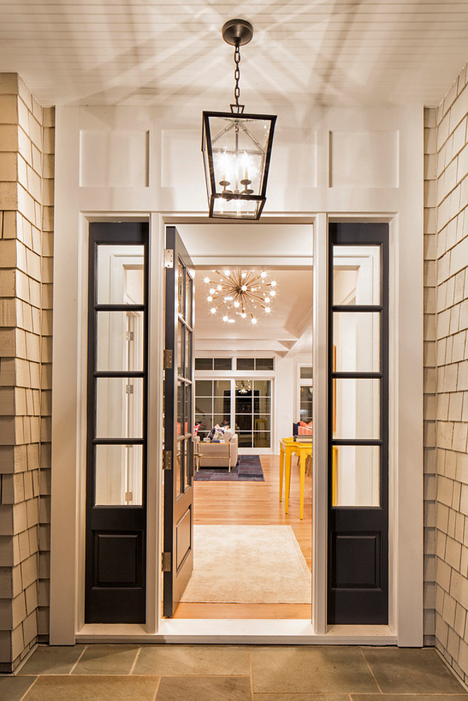 Front entry lighting. Darlana Lantern Front Entry Lighting. Classic Front entry lighting. Darlana Lantern Front Entry Lighting #Frontentrylighting #DarlanaLantern #FrontEntry #Lantern #Lighting Martha O'Hara Interiors. John Kraemer & Sons