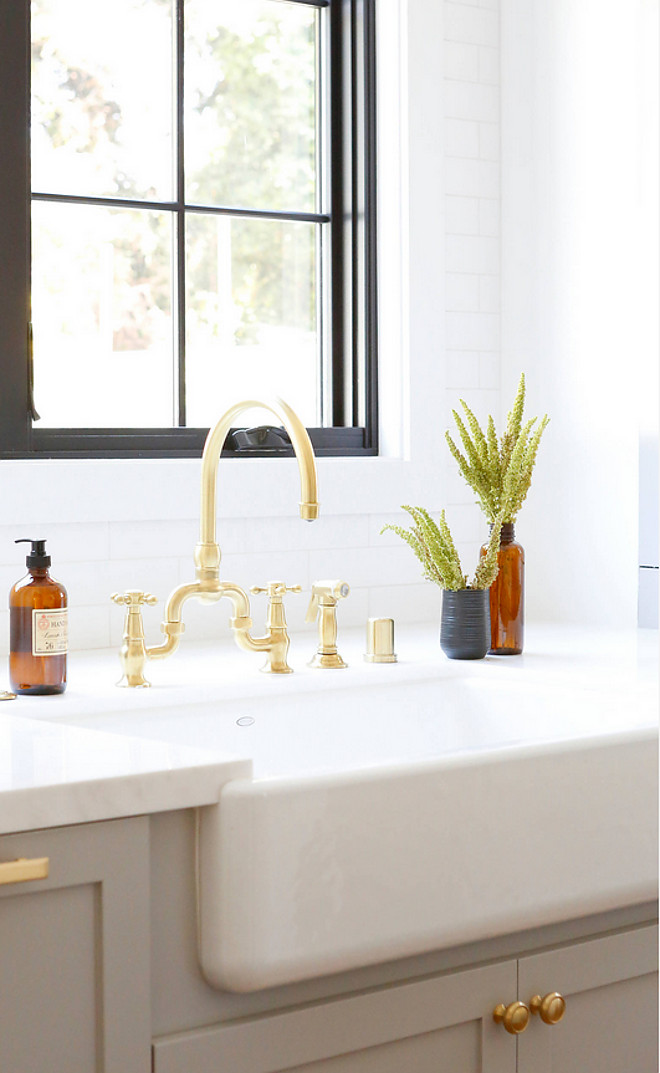 Grey kitchen with brass hardware and brass faucet. Kitchen with brass hardware and brass faucet. Grey kitchen with brass hardware and brass faucet ideas #Greykitchen #brasshardware #brassfaucet Boswell Construction