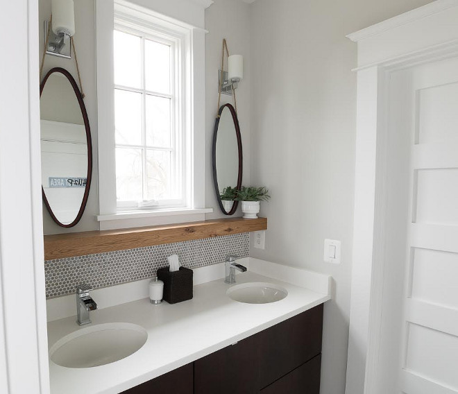 Jack-and-Jill Bathroom Vanity with double sinks. Jack-and-Jill Bathroom. JackandJillBathroom #JackandJillBathroom Beautiful Homes of Instagram @greensprucedesigns