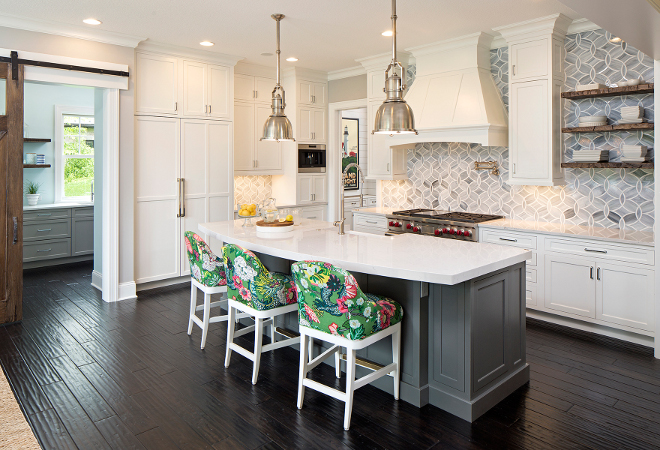 Kitchen Barn Door, A barn door conceals the kitchen pantry, #barndoor #kitchen #kitchenbarndoor #kitchens Grace Hill Design