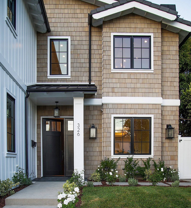 Modern Farmhouse exterior with board and batten and shingle siding. Modern Farmhouse exterior with board and batten and shingle siding ideas #ModernFarmhouseexterior #Farmhouseexterior #boardandbattensiding #shingle #siding Boswell Construction