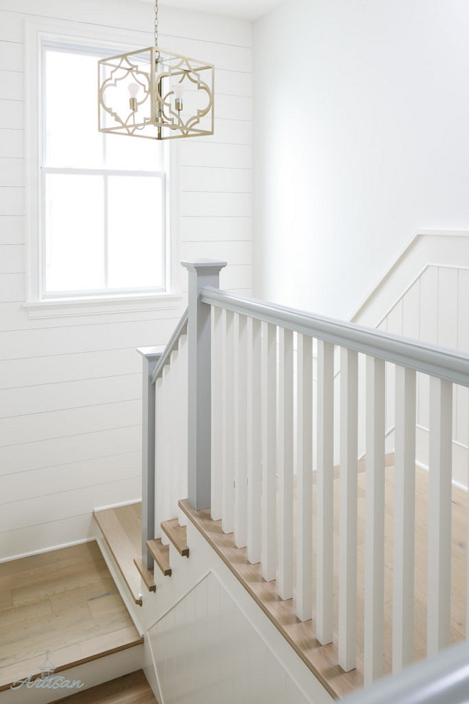 Painted Handrails. Painted Handrails are painted Coventry Grey by Benjamin Moore. Grey Handrails #PaintedHandrails #Handrail #PaintedHandrail #CoventryGreybyBenjaminMoore Built by Artisan Signature Homes. Interior Design by Gretchen Black from Greyhouse Design