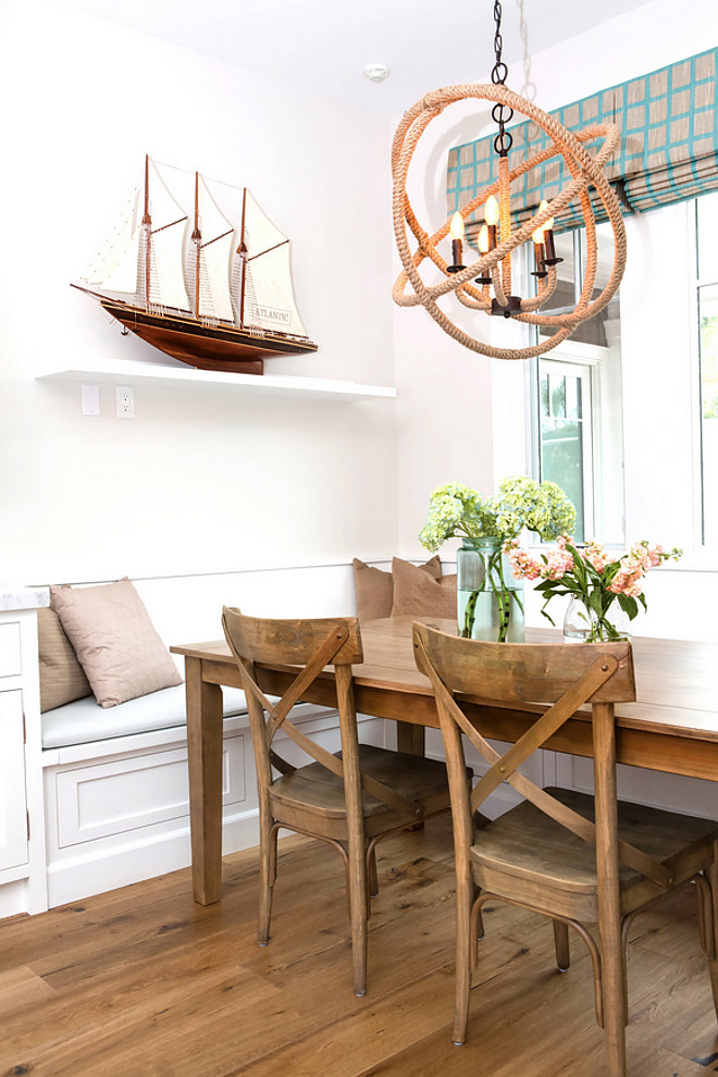 Rope Orb Chandelier, Coastal kitchen nook with Rope Orb Chandelier. Rope Orb Chandelier #RopeOrbChandelier #Ropechandelier #Orb #Chandelier #OrbChandelier A.S.D. Interiors