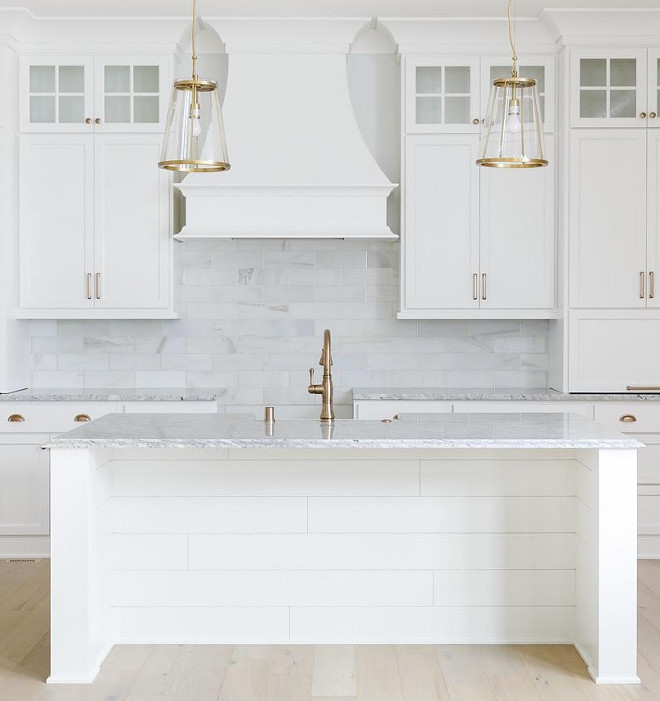 Shiplap kitchen island. White Shiplap kitchen island. Kitchen island features shiplap paneling. White Shiplap kitchen island ideas #Shiplapkitchenisland #WhiteShiplapkitchenisland #Shiplap #kitchenisland Built by Artisan Signature Homes. Interior Design by Gretchen Black from Greyhouse Design.