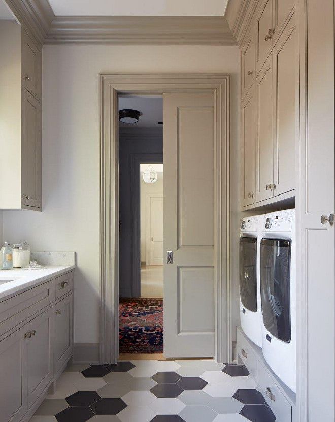 Benjamin Moore 1474 Cape May Cobblestone. Grey Laundry Room Cabinet Paint Color Benjamin Moore 1474 Cape May Cobblestone. Benjamin Moore Cape May Cobblestone #BenjaminMooreCapeMayCobblestone #Greycabinetpaintcolor #greycabinet #paintcolor Andrew Howard Interior Design