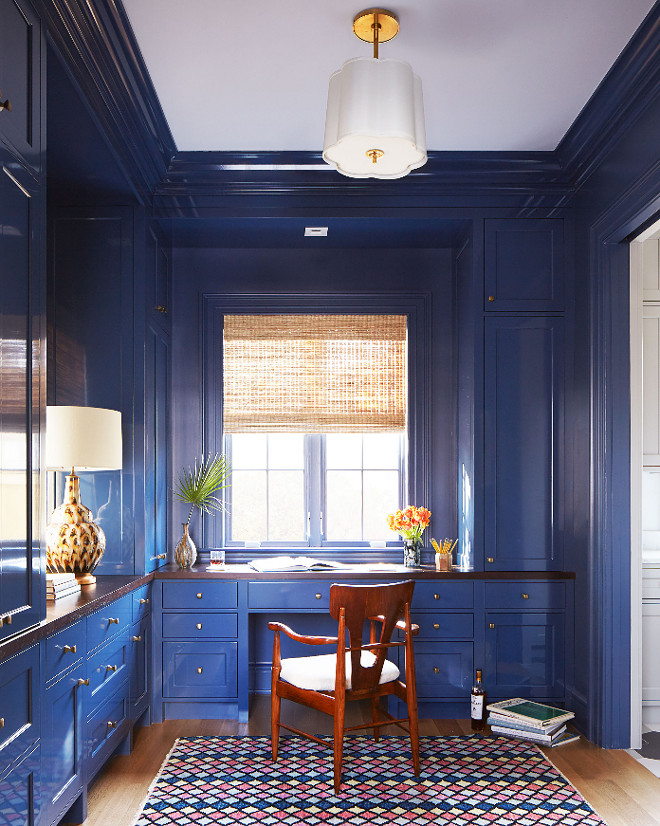 Benjamin Moore 840 Kensington Blue. Lacquered Cabinet Paint Color Benjamin Moore 840 Kensington Blue #BenjaminMoore840KensingtonBlue #BenjaminMooreKensingtonBlue Andrew Howard Interior Design