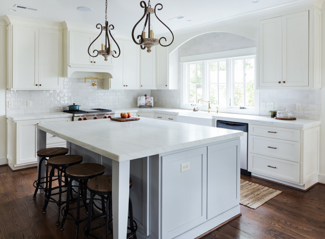 Creamy White Kitchen with soft gray kitchen island. Creamy White Kitchen with soft gray kitchen island. Creamy White Kitchen with soft gray kitchen island. Creamy White Kitchen with soft gray kitchen island #CreamyWhiteKitchen #softgraykitchenisland #graykitchenisland Willow Homes