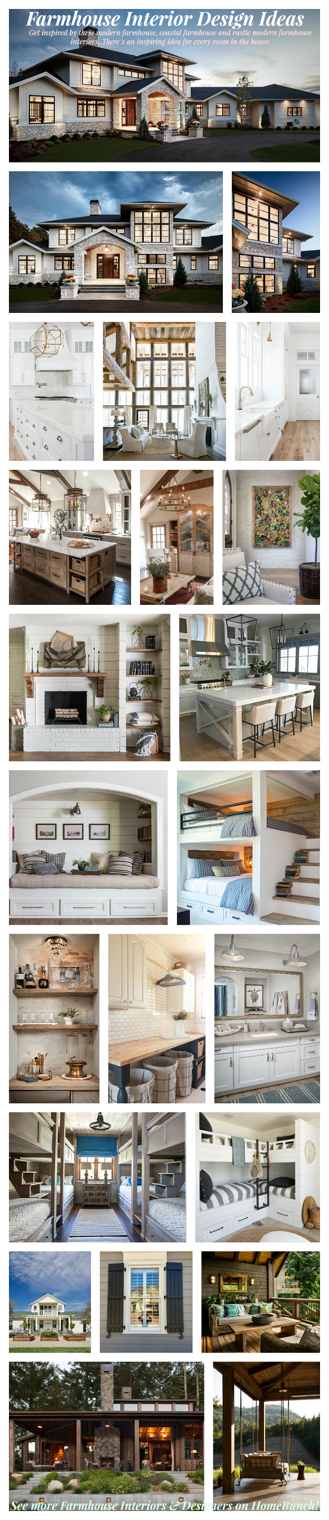 Farmhouse Interiors. Get inspired by these modern farmhouse, coastal farmhouse and rustic modern farmhouse interiors. There’s an inspiring idea for every room in the house. #Farmhouse #FarmhouseInteriors #coastalFarmhouse #modernFarmhouse #rusticFarmhouse
