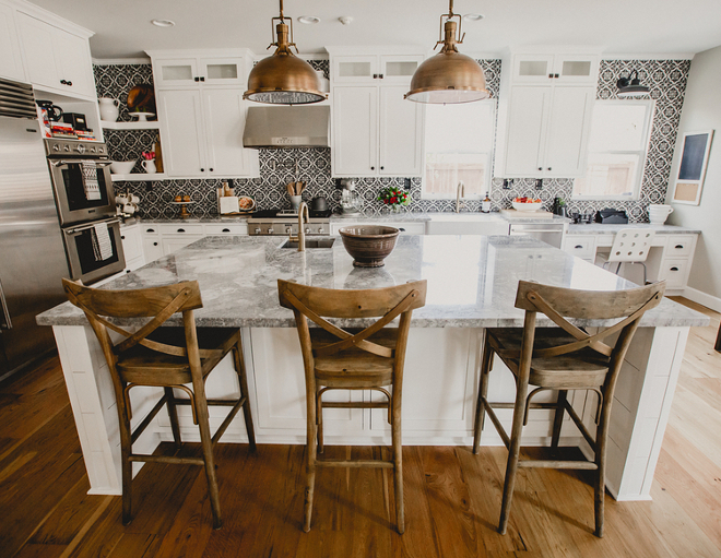 Farmhouse Kitchen Lighting Restoration Hardware Harmon Pendant in Antiqued Bronze Beautiful Homes of Instagram @house.becomes.home