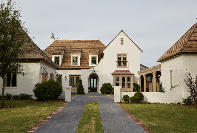 Ivory White Brick Exterior. Ivory White Painted Brick Exterior. Ivory White Painted Brick Exterior Paint Color #IvoryWhite #PaintedBrick #Exterior Andrew Howard Interior Design