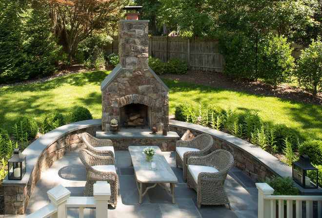 Patio Fireplace with Bluestone floor tile. Patio Fireplace with Bluestone floor tile. Patio Fireplace with Bluestone floor tile #PatioFireplace #Patio #fireplace #Bluestone #Bluestonefloortile Anthony Wilder Design/Build, Inc